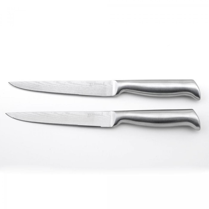 2 Couteaux à Steak Argent 25cm - ''nouvelle Vague