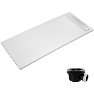 Receveur de douche antidérapant 140 x 90 Flight Neus acrylique rectangle blanc + bonde + capot