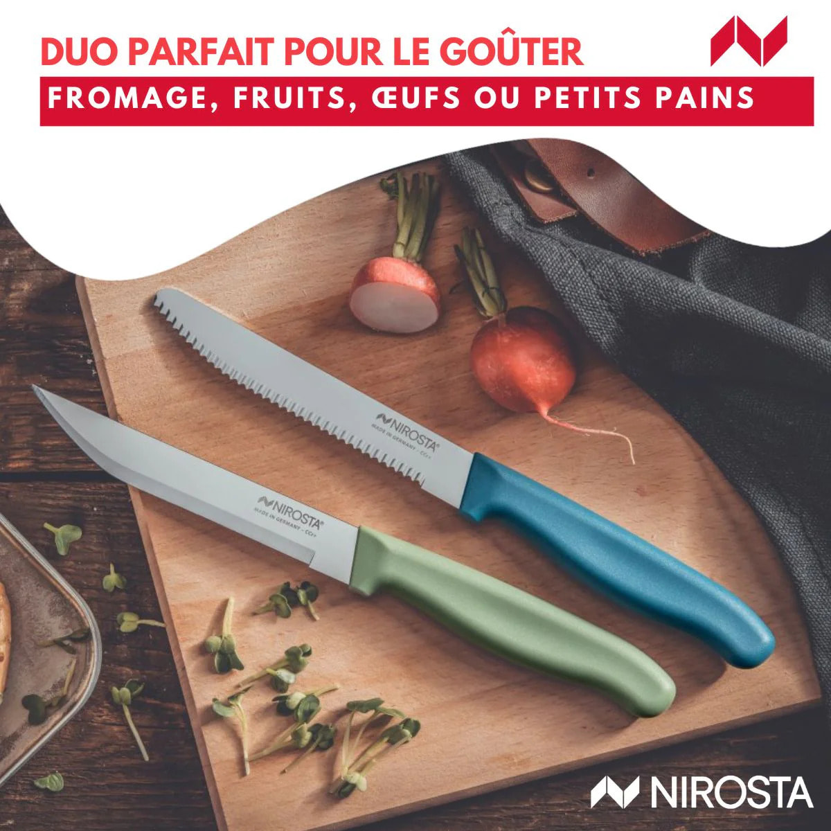 Set de 2 couteaux d’office et à petit déjeuner 22,5 cm Nirosta Elemental