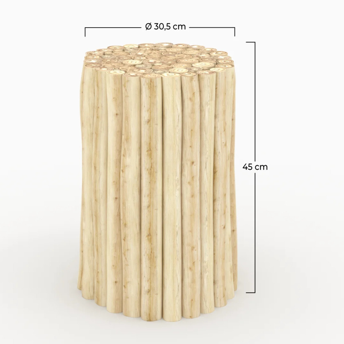 Table d'appoint de jardin ronde  en rondins de teck D30 cm - Imani