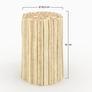 Table d'appoint de jardin ronde  en rondins de teck D30 cm - Imani