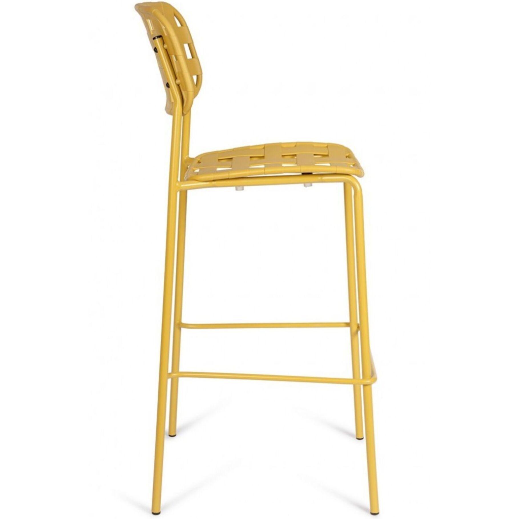 Set di 4 sgabelli CLOVER in polipropilene giallo e struttura acciaio, impilabili