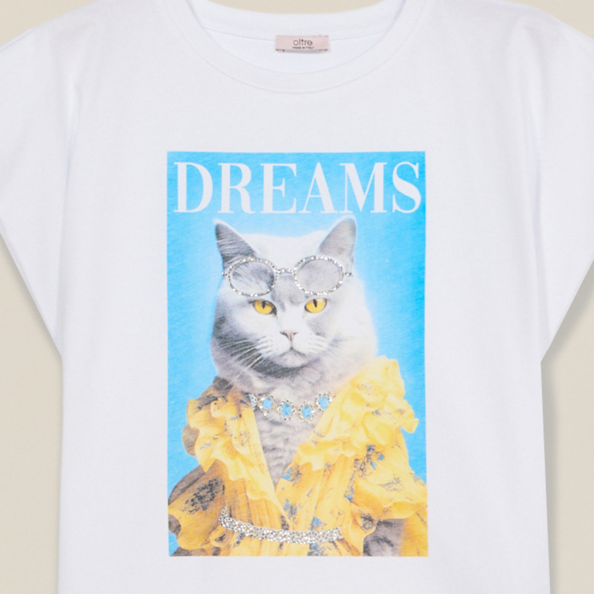 Oltre - T-shirt con stampa e applicazioni - Bianco