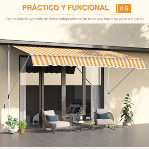 Toldo Portátil Balcón Plegable de Aluminio 3x1.5m Amarillo