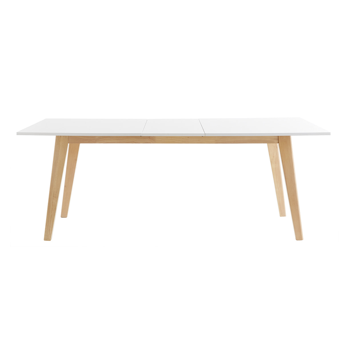 Table extensible rallonges intégrées rectangulaire blanche et bois clair L160-205 cm SWAD