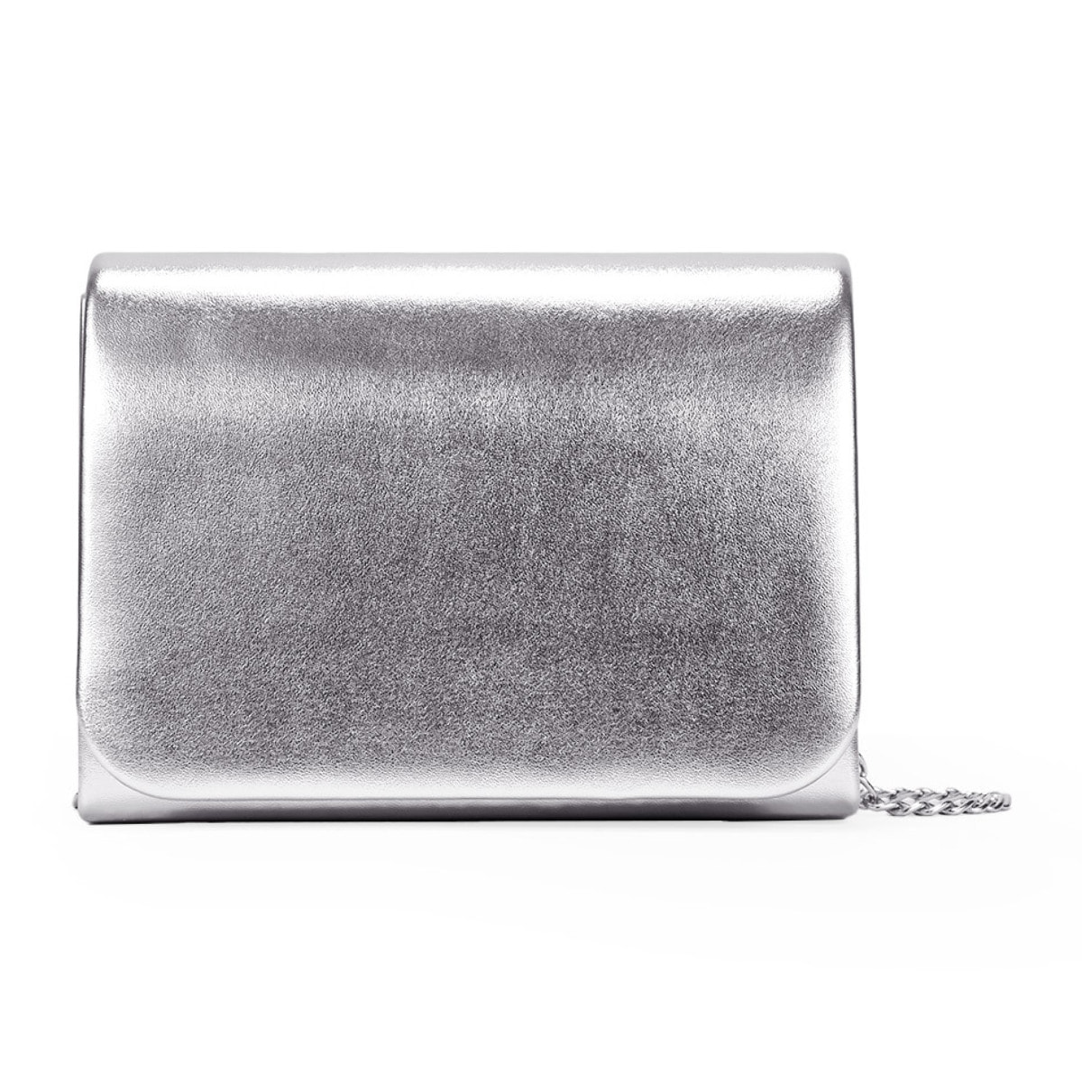 Bolso de fiesta plateado con solapa