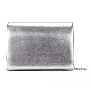 Bolso de fiesta plateado con solapa