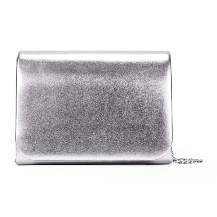 Bolso de fiesta plateado con solapa