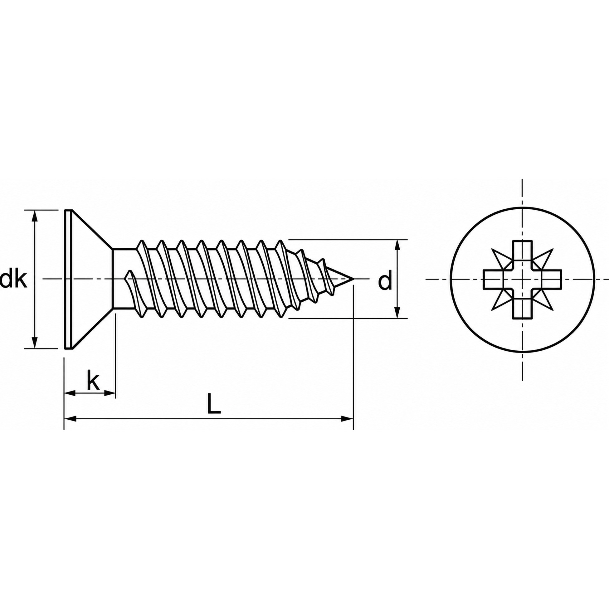 Vis à tôle tête fraisée pozidrive forme C - Inox A2 - Ø 4,8 x 50 mm - BTE 200 - ACTON - 624084.8X50