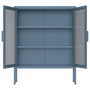 Vetrina in metallo 2 ante con ripiani 80x38x100h cm blu - Pop