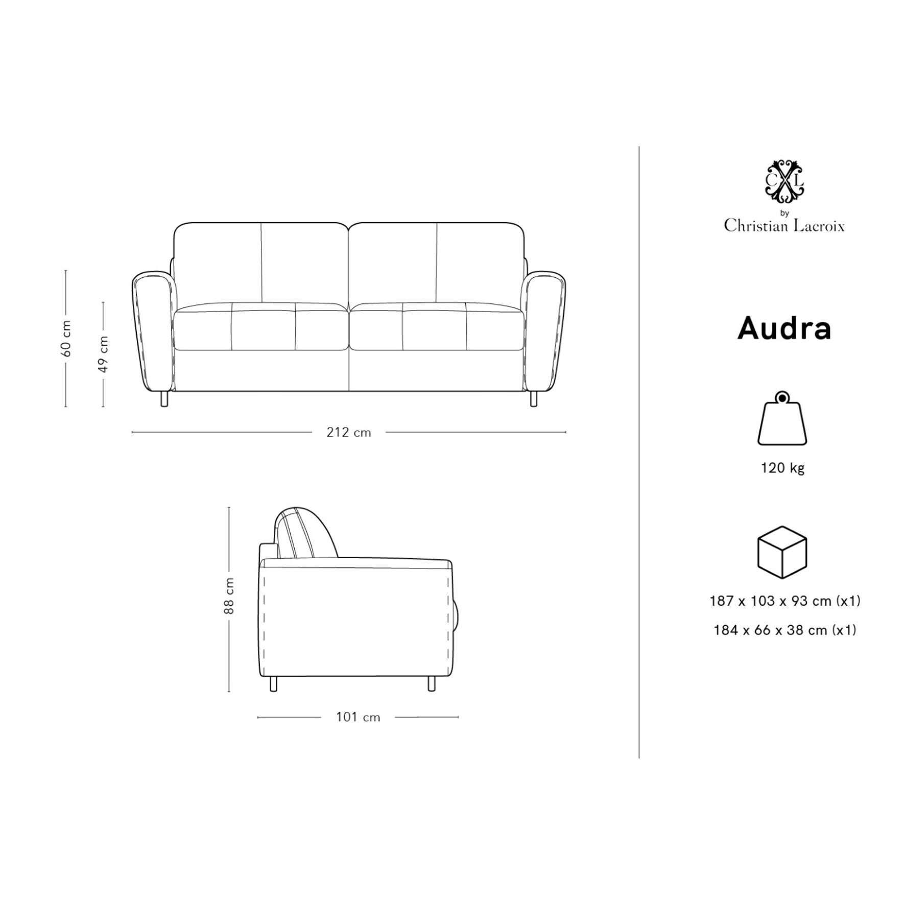 Canapé convertible "Audra" 4 places en velours noir