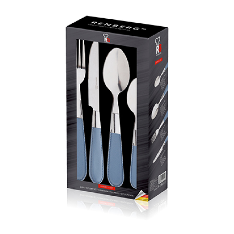 Cubertería 24pcs Renberg Brinny Grey