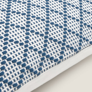 Funda de cojín tejido rombos Diamicu color azul Algodón y poliéster