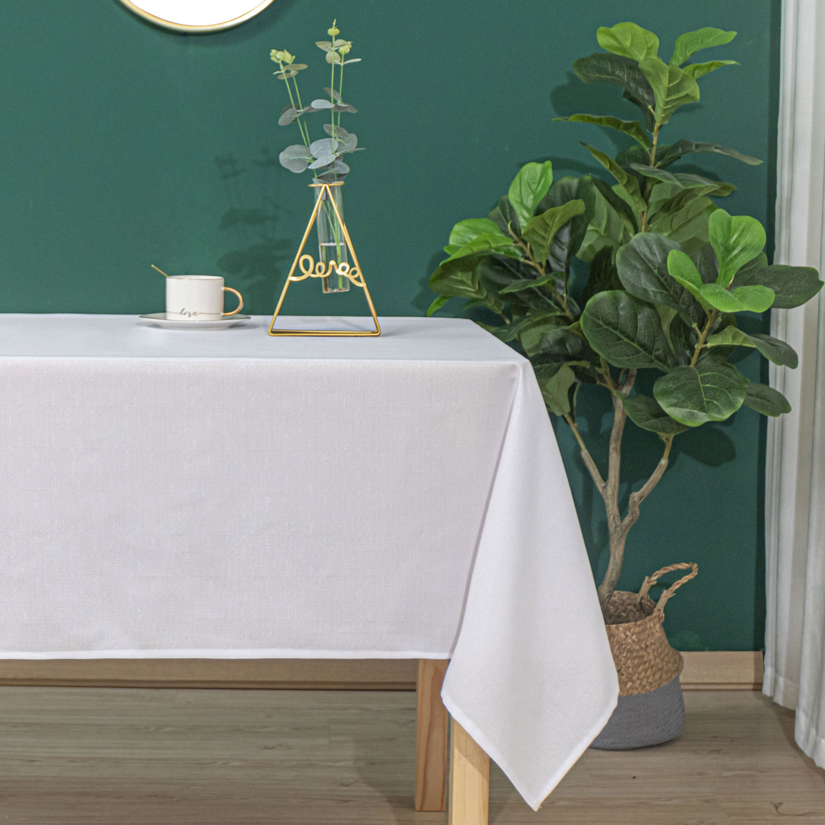 Nappe anti tâches et infroissable  -  - Effet chiné - Blanc