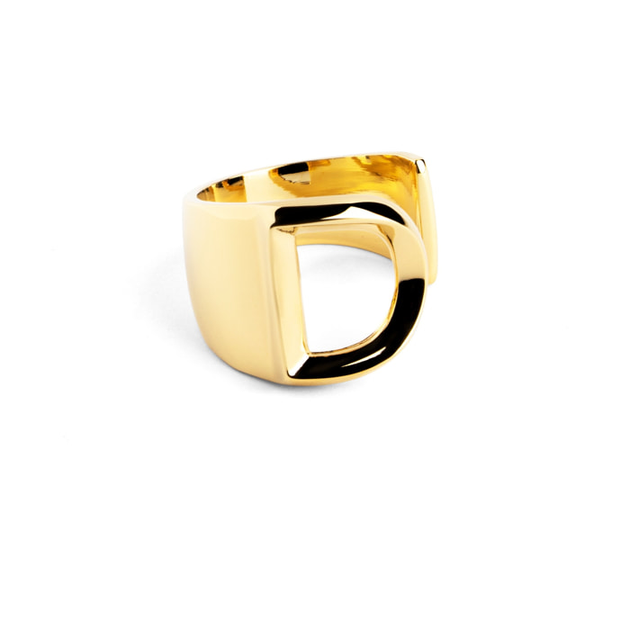 Anillo Personalizado Letter Signet Baño Oro