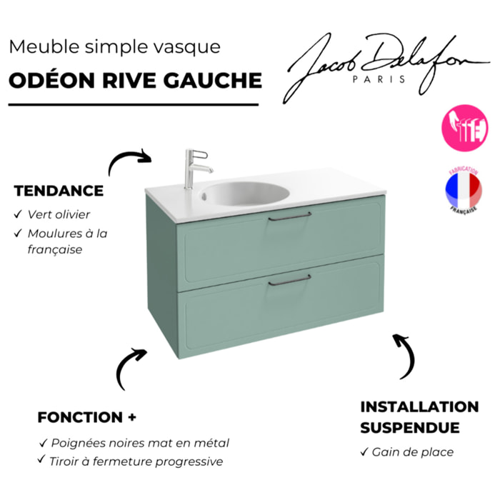 Meuble simple vasque 60 cm JACOB DE LAFON Odéon Rive Gauche vert olivier