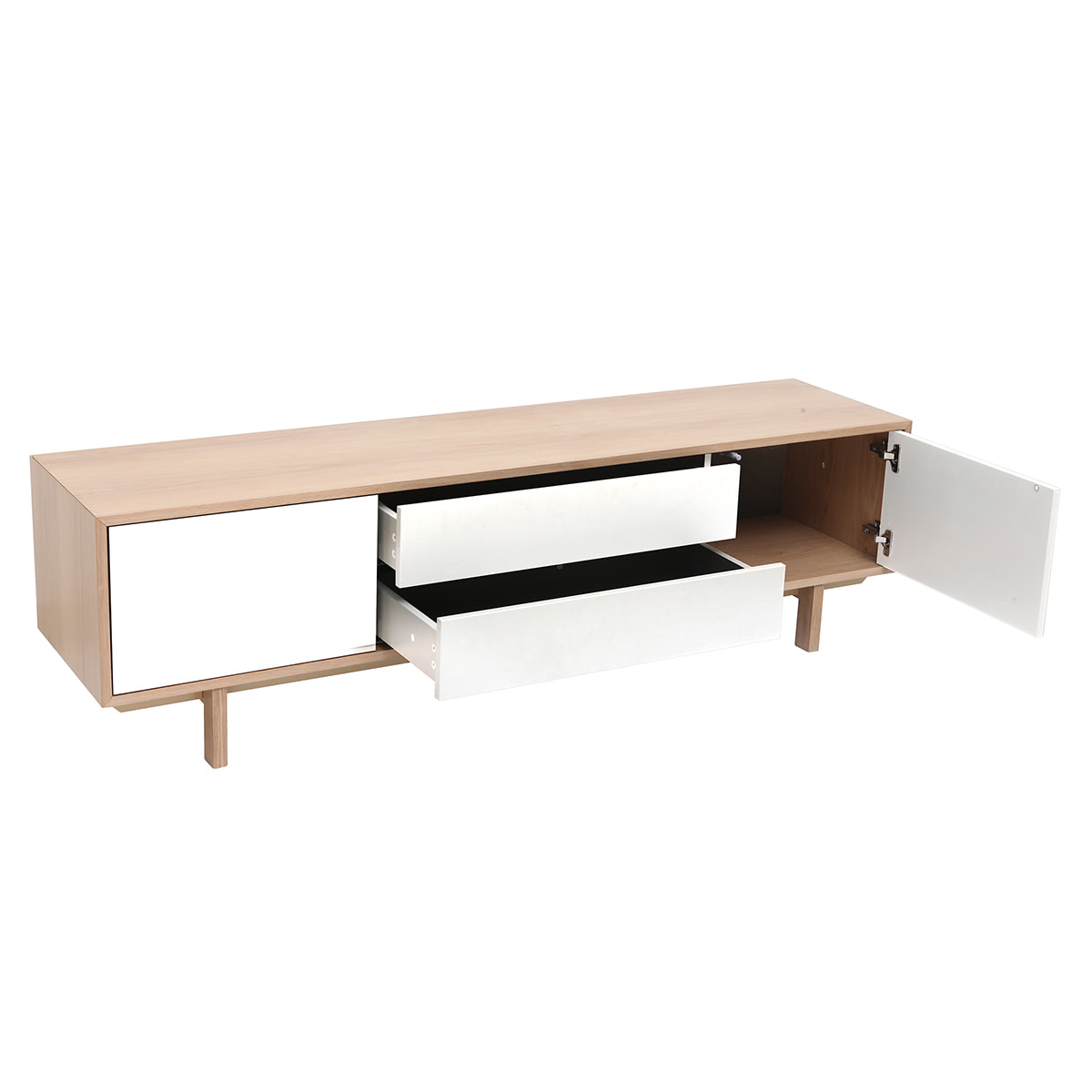 Meuble TV scandinave bois et blanc L180 cm SID