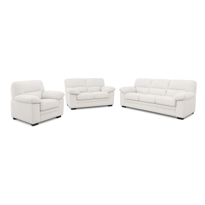 Canapé 3 places + 2 places + fauteuil en velours côtelé beige MATHEW