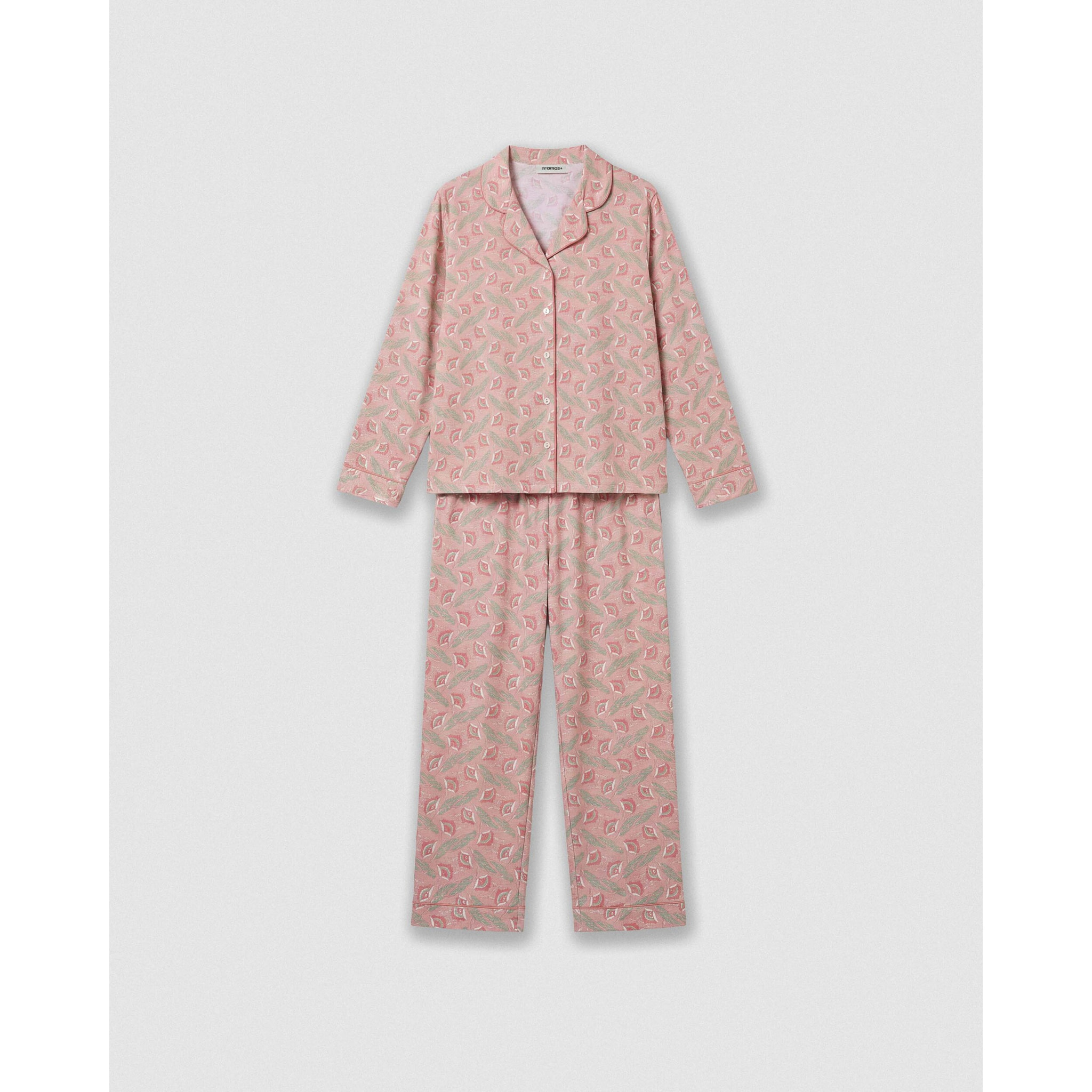 Pijama largo camisero algodón solta rosa