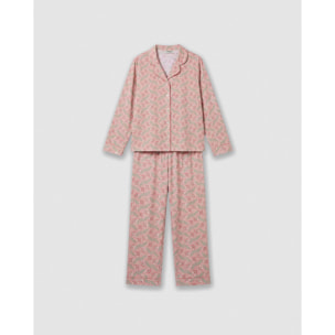 Pijama largo camisero algodón solta rosa