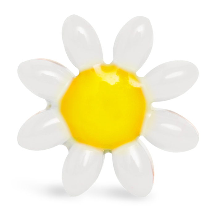 Pendiente Suelto White Daisy May Acero Baño Oro