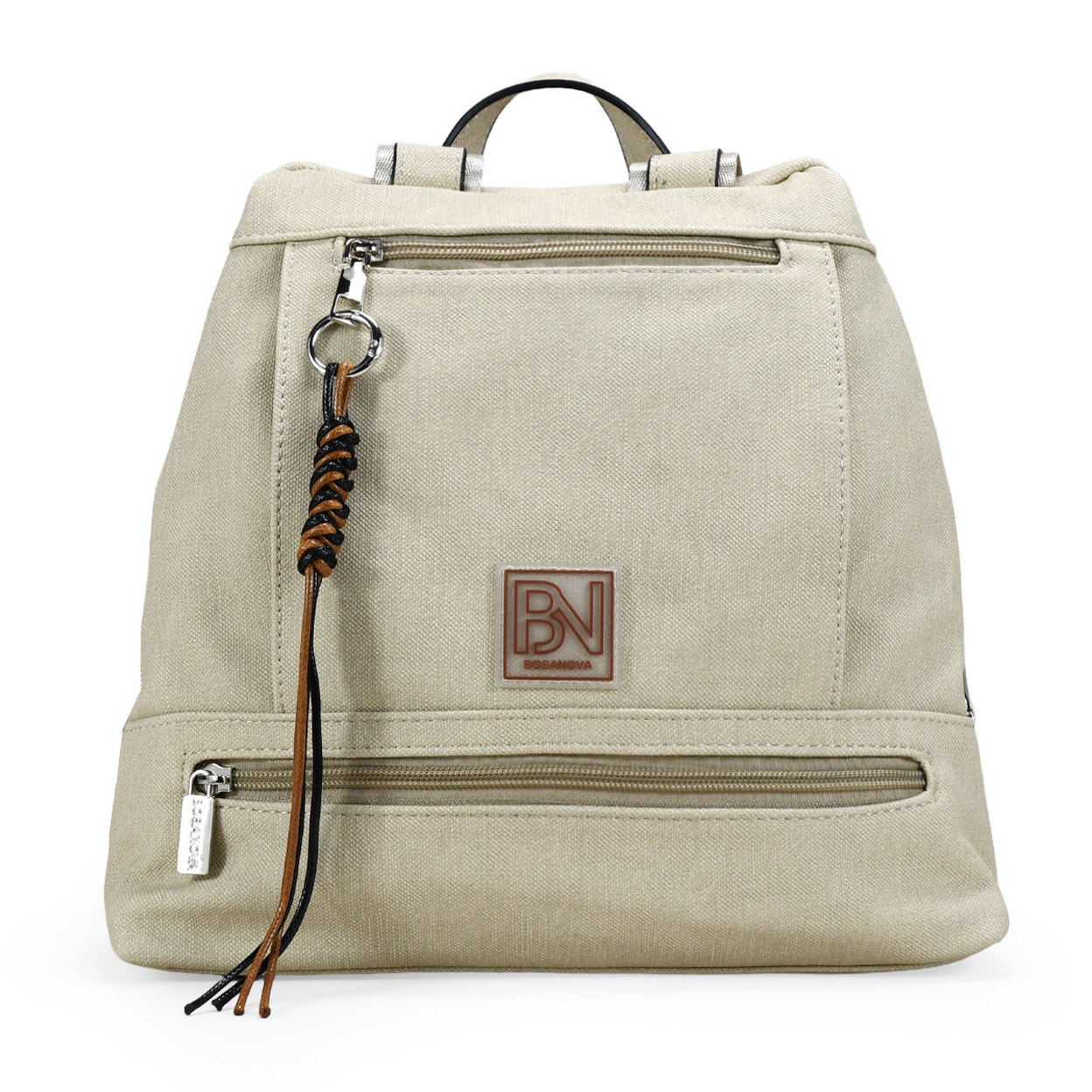Mochila antirrobo beige con cremalleras