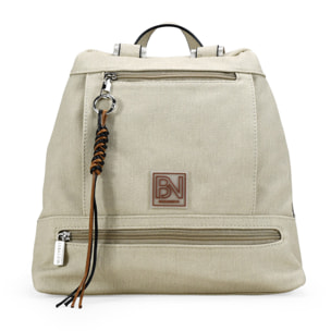 Mochila antirrobo beige con cremalleras
