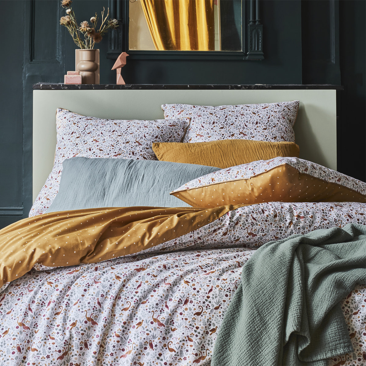 Taie d'oreiller imprimée en percale de coton, PARADE, Multicolore