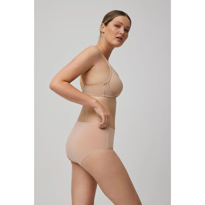 Confezione da 2 slip basico a vita alta in cotone beige