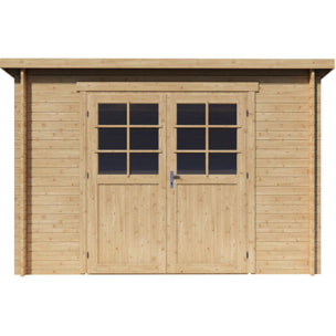 Abri de jardin en bois monopente "Rowan" - 9,5 m² - 28 mm - Beige