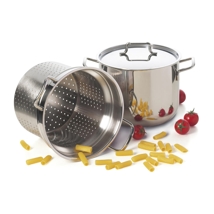 Cuiseur à pâtes 6 litres 22 cm Excelsa – Pastamica, Acier Argenté