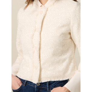 Oltre - Giacca corta con paillettes - Bianco