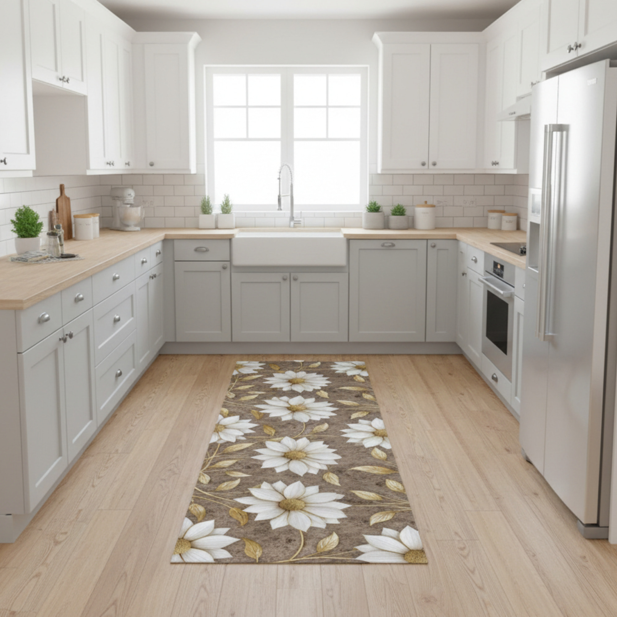 CASSESE HOME Passatoia/Tappeto Bordato in Poliestere con Retro Antiscivolo in PVC Made in Italy_Dec.1470