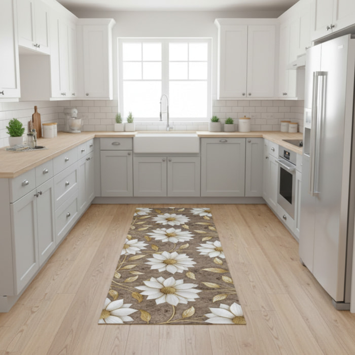 CASSESE HOME Passatoia/Tappeto Bordato in Poliestere con Retro Antiscivolo in PVC Made in Italy_Dec.1470