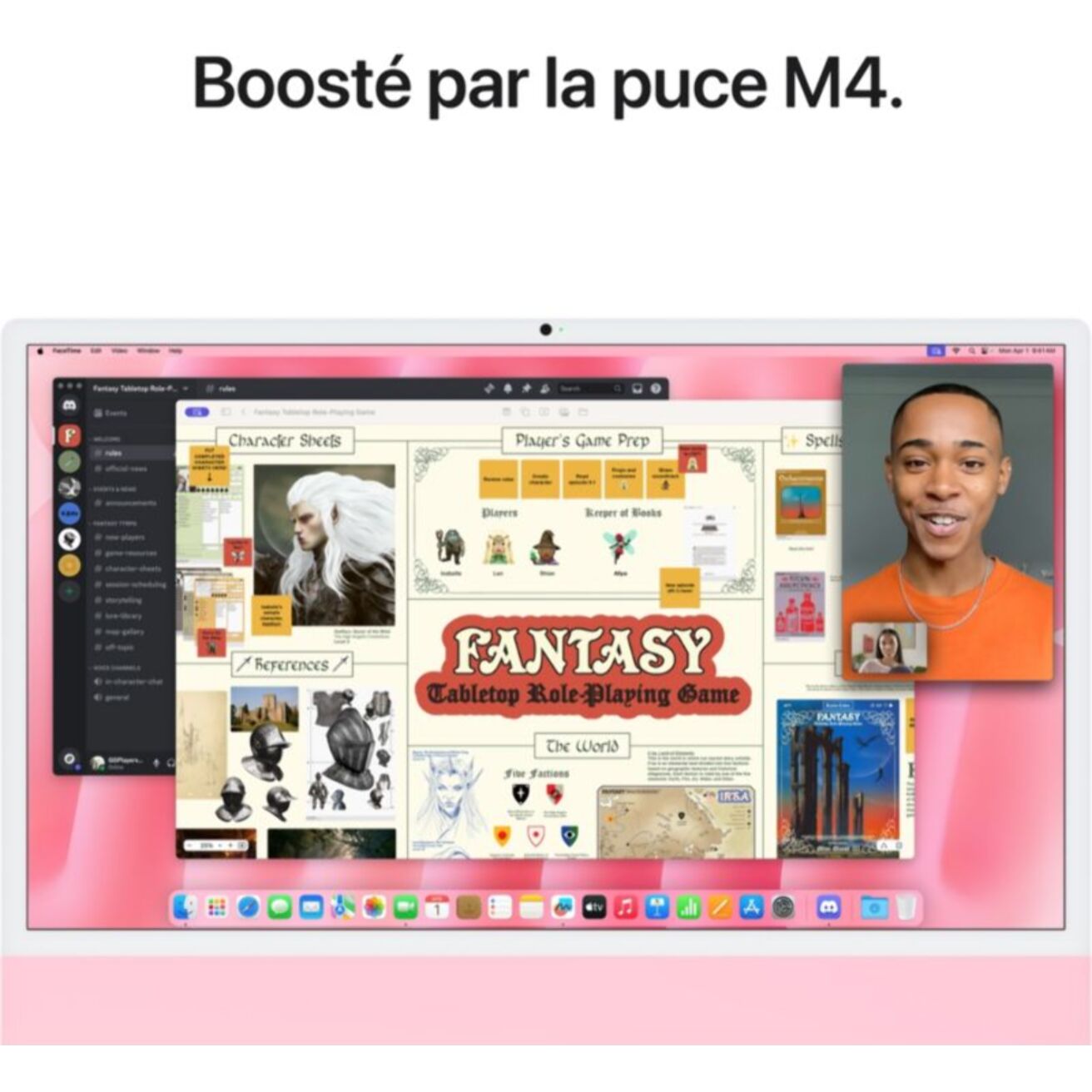 Ordinateur Apple IMAC 24" Ecran Retina 4,5K Puce M4 CPU 10 / GPU 10 coeurs Mémoire RAM 16Go Stockage 256Go SSD Rose