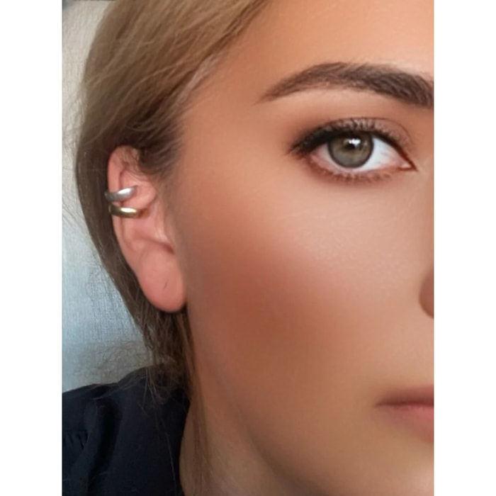 Conjunto de earcuff mixto en latón plata 10µ y dorado