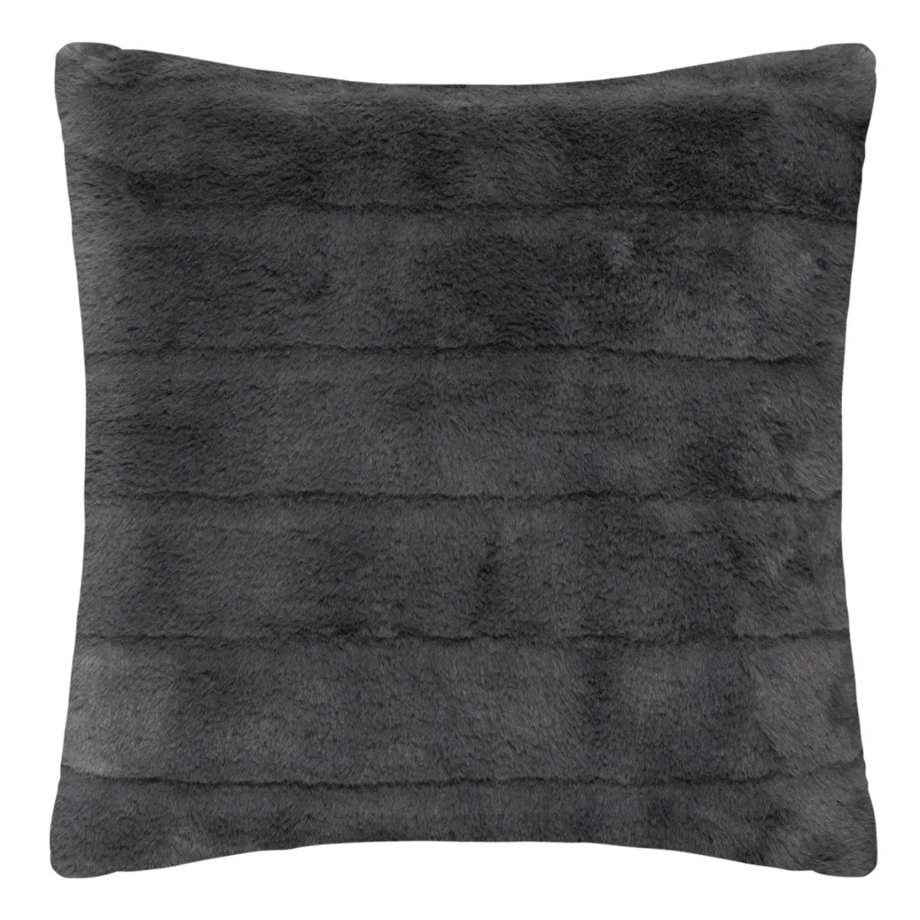 Coussin "Manoir" en fausse fourrure gris foncé 45x45 cm