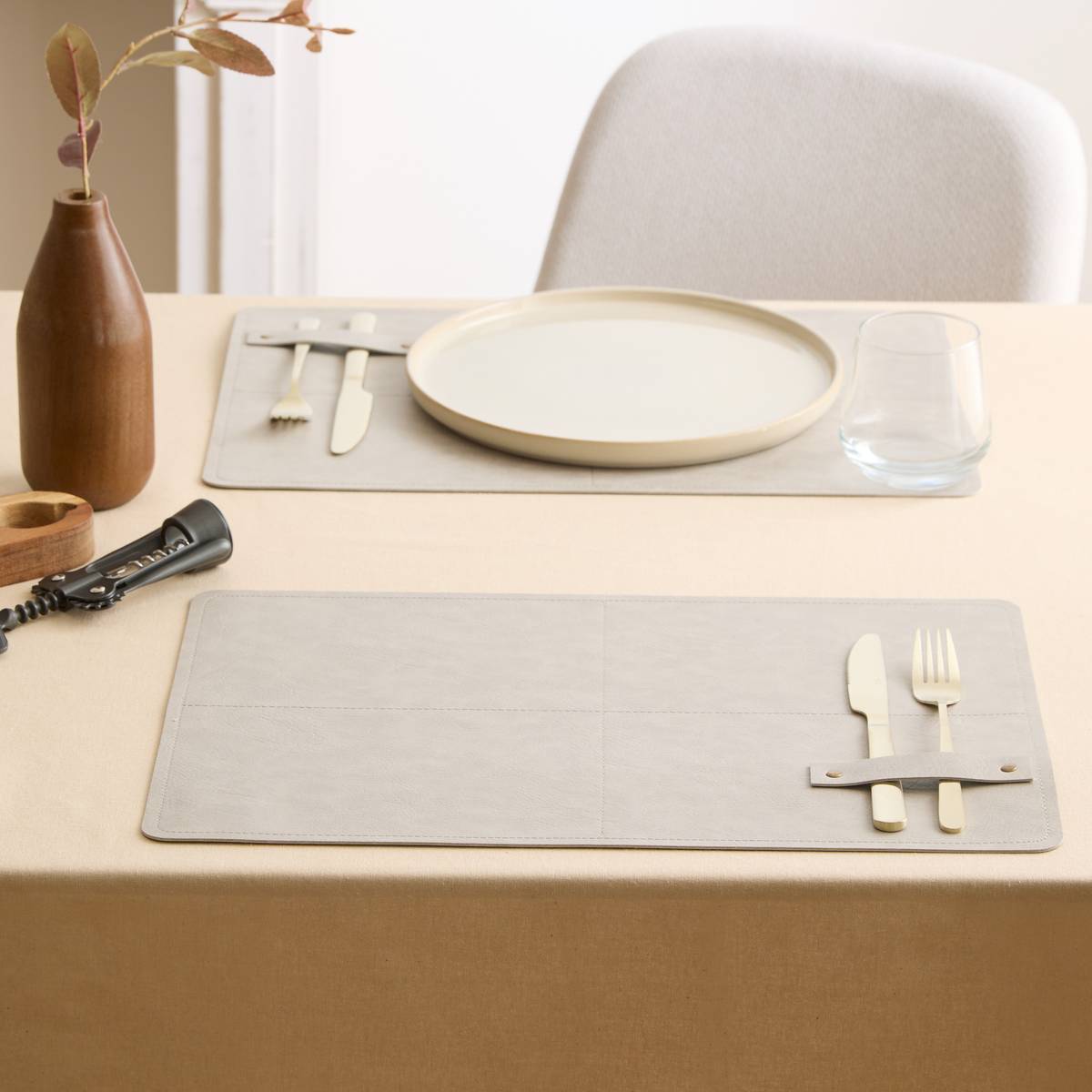 Set de table rectangulaire Glenn 30x45cm beige