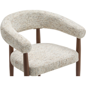 Nour - fauteuil - en tissu moucheté - pieds en métal effet bois - Beige