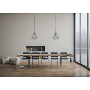 Console Extensible 90x40/300 cm Tecno Chêne Nature cadre Blanc