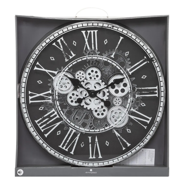 Horloge "Izia" - verre - noir et blanc - D51 cm