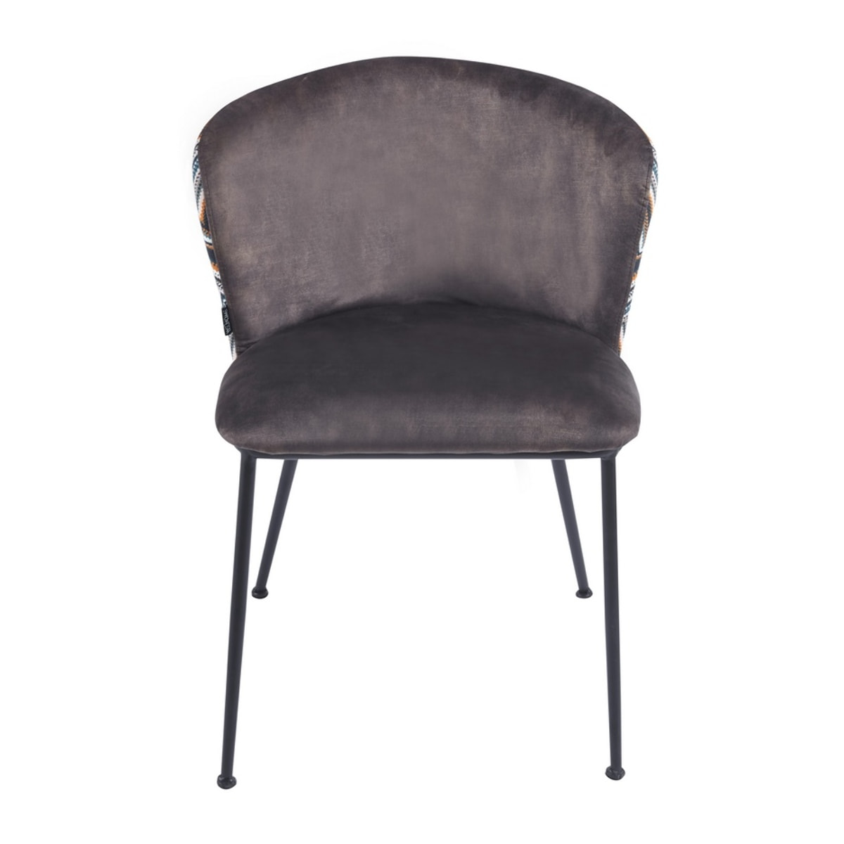 Set da 2 sedie in tessuto marrone con gambe in metallo nere - Charles