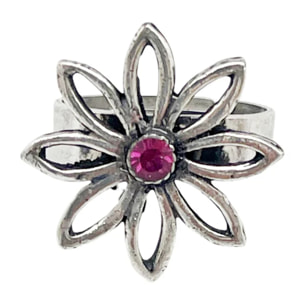 Anillo Margarita plata fuschia