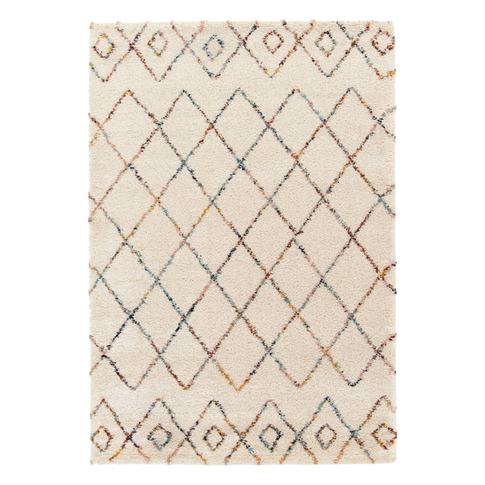 Tapis intérieur shaggy style berbère créme et multicolore BEVERLY
