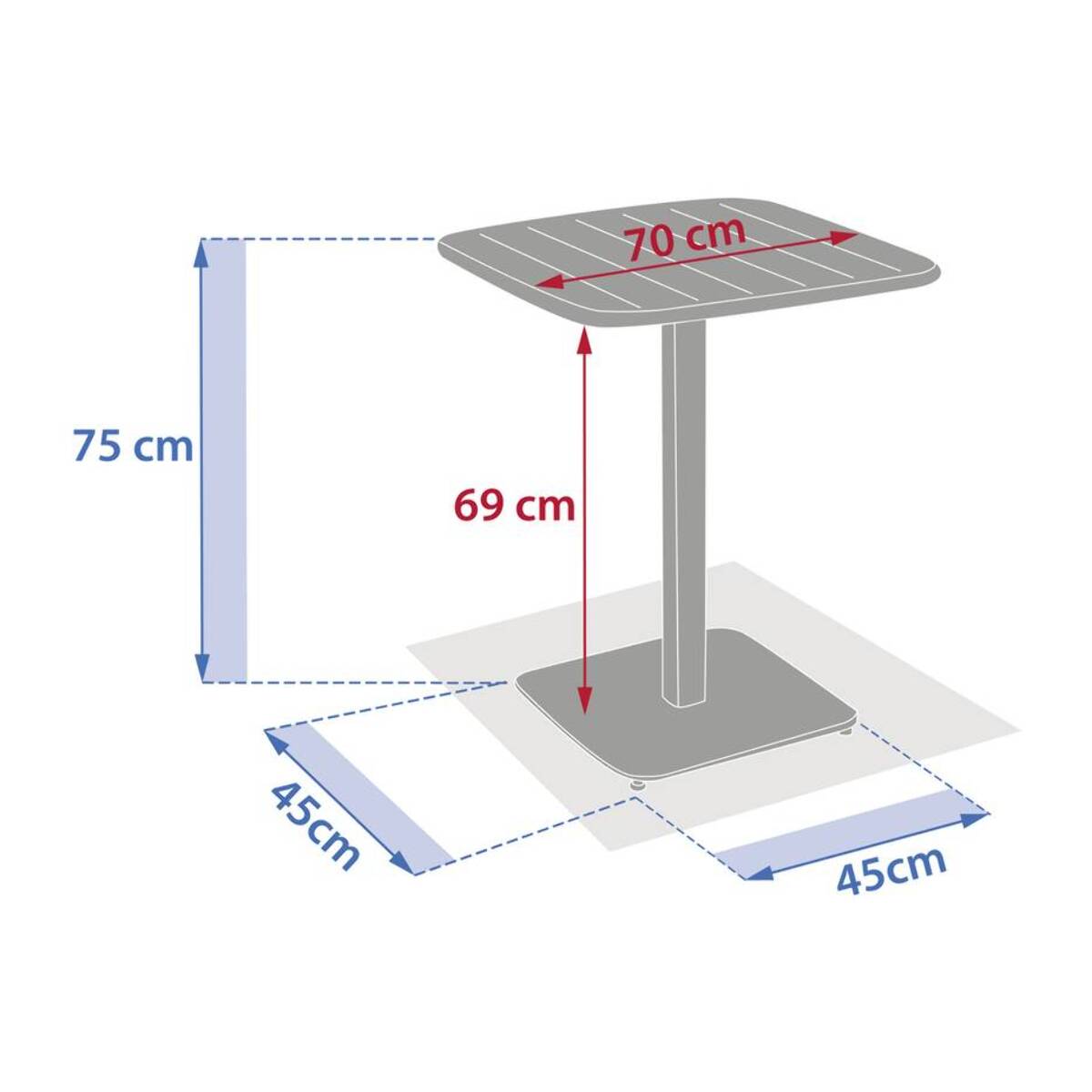Table de jardin 2 places Alegoria 70x70cm vert laurier