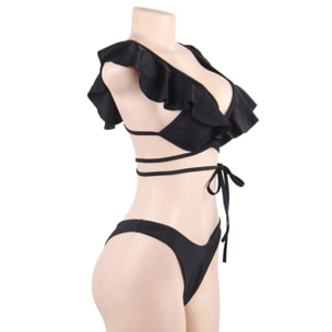 Bikini negro con volantes grandes