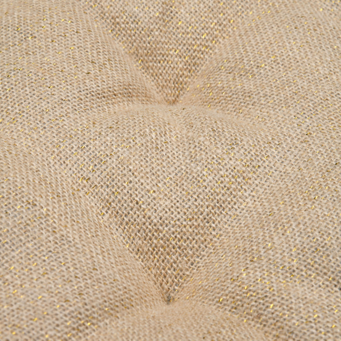 Galette de chaise carrée capitonnée à 16 points avec liens d’attache - Naturel