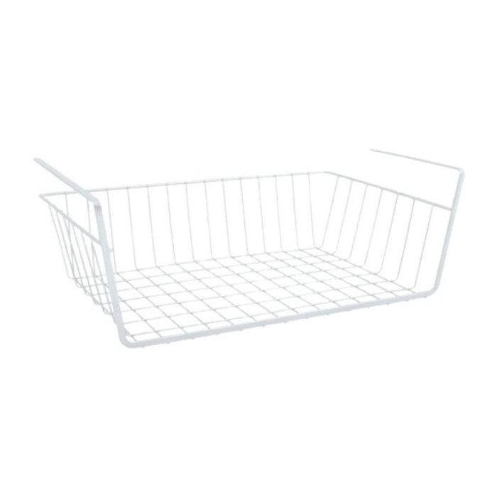 Lot de 2 paniers de rangement sous étagère 38,5x25,5x14cm en Acier Blanc mat MSV