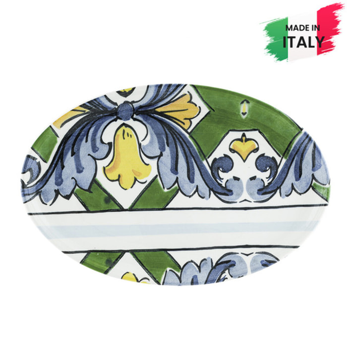 Piatto da portata ovale Taormina in ceramica sottosmalto
