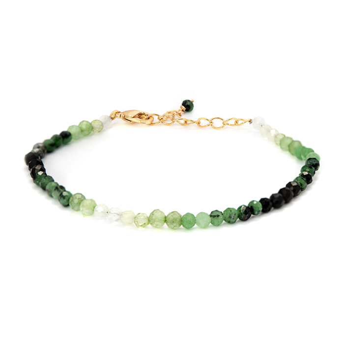 Pulsera de Cristal Verde acabada en oro amarillo de 18K